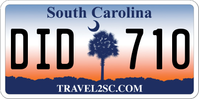 SC license plate DID710
