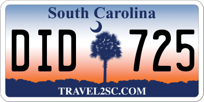 SC license plate DID725