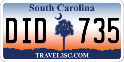 SC license plate DID735
