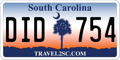 SC license plate DID754