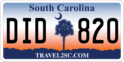 SC license plate DID820