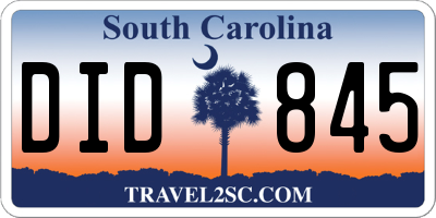 SC license plate DID845