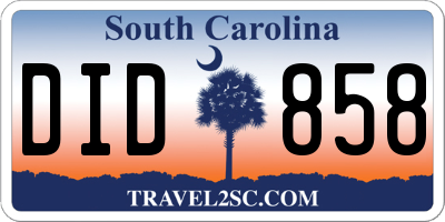 SC license plate DID858