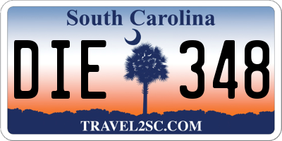 SC license plate DIE348