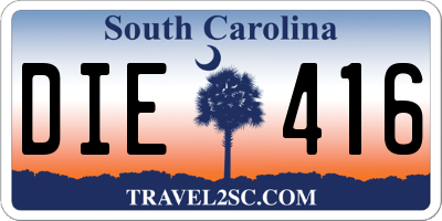 SC license plate DIE416