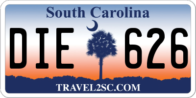 SC license plate DIE626