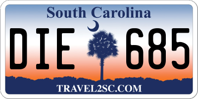 SC license plate DIE685