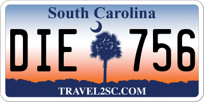 SC license plate DIE756