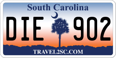 SC license plate DIE902