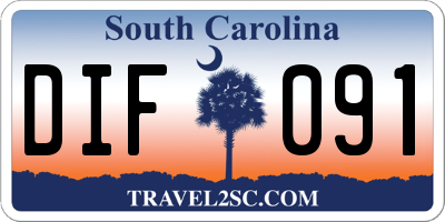 SC license plate DIF091