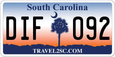 SC license plate DIF092