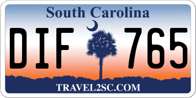 SC license plate DIF765