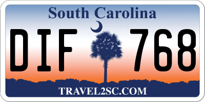 SC license plate DIF768