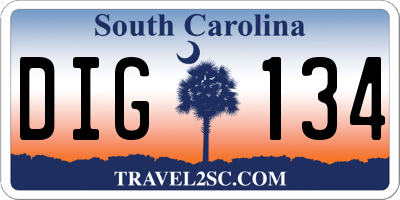 SC license plate DIG134