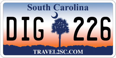SC license plate DIG226
