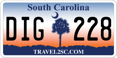 SC license plate DIG228