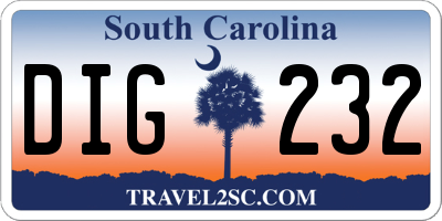 SC license plate DIG232