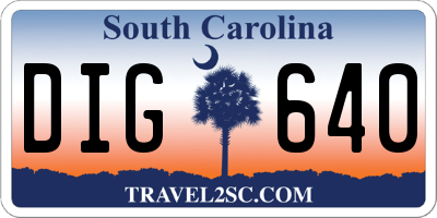 SC license plate DIG640
