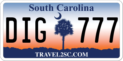 SC license plate DIG777