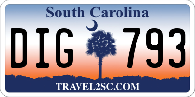 SC license plate DIG793