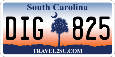 SC license plate DIG825