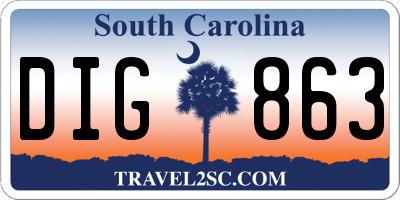 SC license plate DIG863