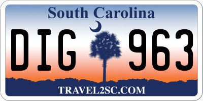 SC license plate DIG963