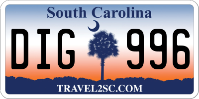 SC license plate DIG996