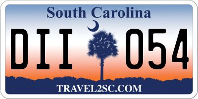 SC license plate DII054