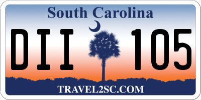 SC license plate DII105