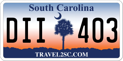 SC license plate DII403