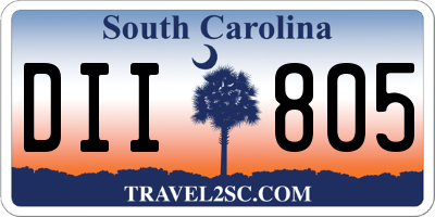 SC license plate DII805