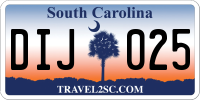 SC license plate DIJ025