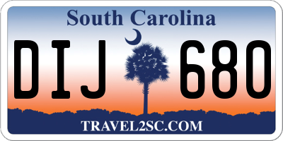 SC license plate DIJ680