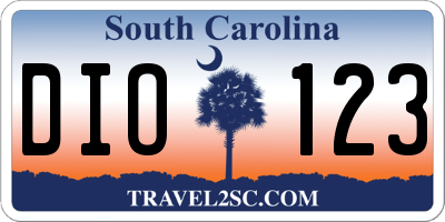 SC license plate DIO123