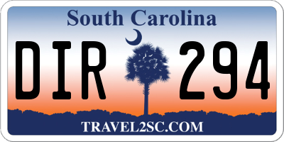 SC license plate DIR294