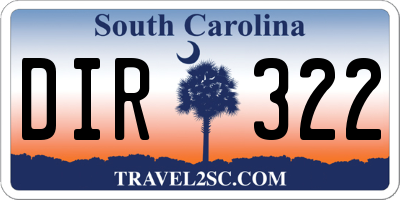 SC license plate DIR322