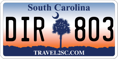 SC license plate DIR803