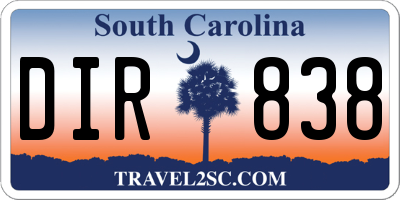 SC license plate DIR838
