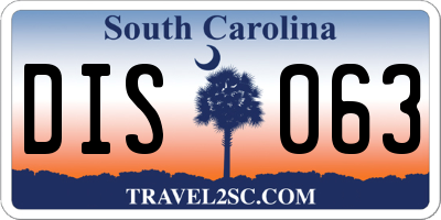 SC license plate DIS063