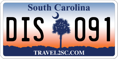 SC license plate DIS091