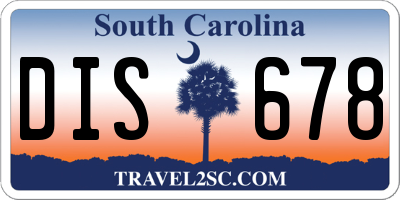 SC license plate DIS678