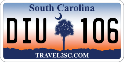 SC license plate DIU106