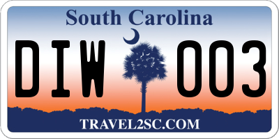 SC license plate DIW003