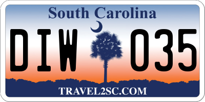 SC license plate DIW035