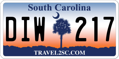 SC license plate DIW217