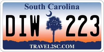 SC license plate DIW223