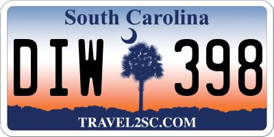 SC license plate DIW398