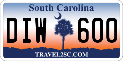 SC license plate DIW600