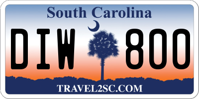 SC license plate DIW800